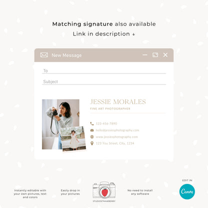Minimalist Photography Session Reminder Email Template | Customizable Canva Design for Photographers | C11