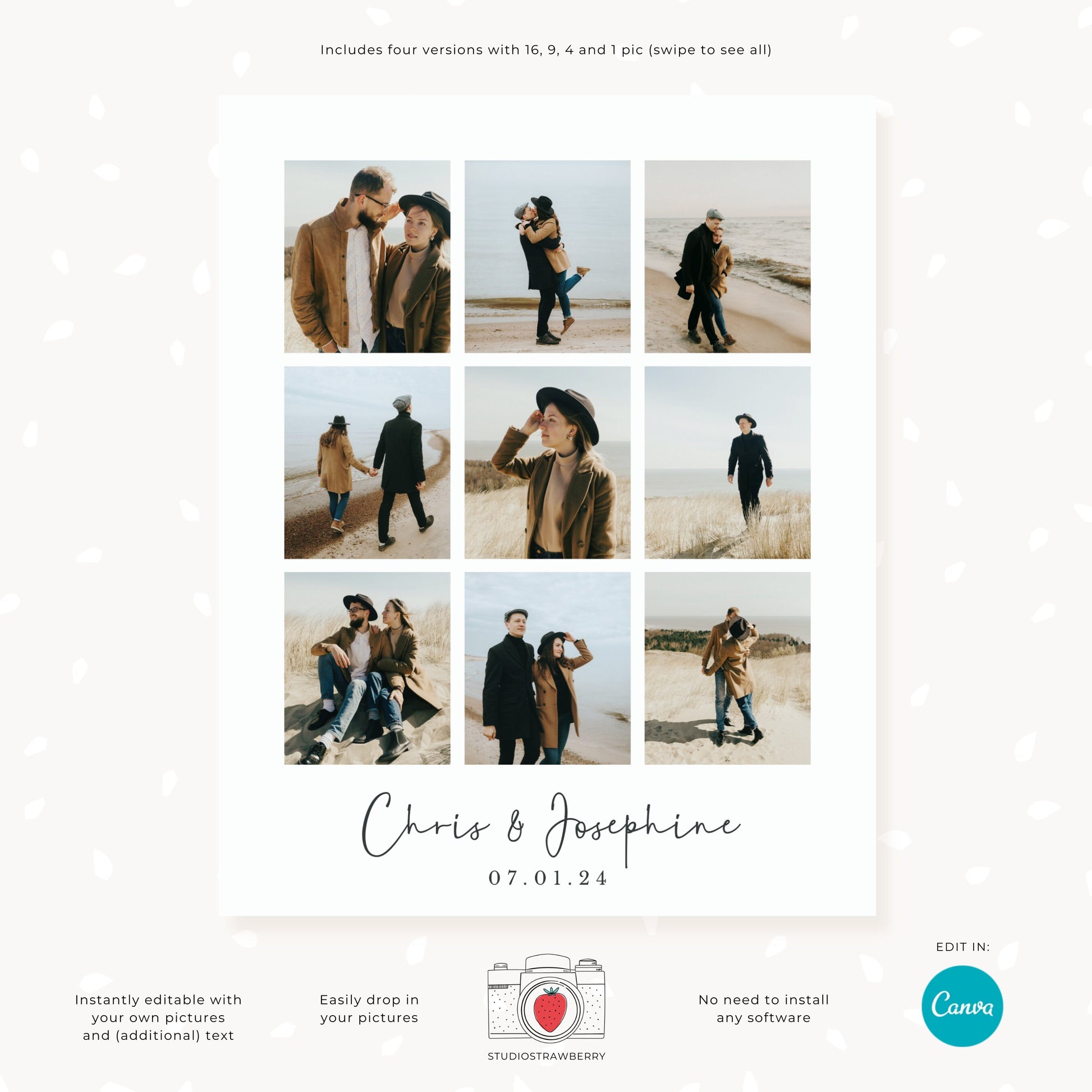 Editable Photo Collage Gift Template | Customizable Canva Design for Quick Printable Gifts