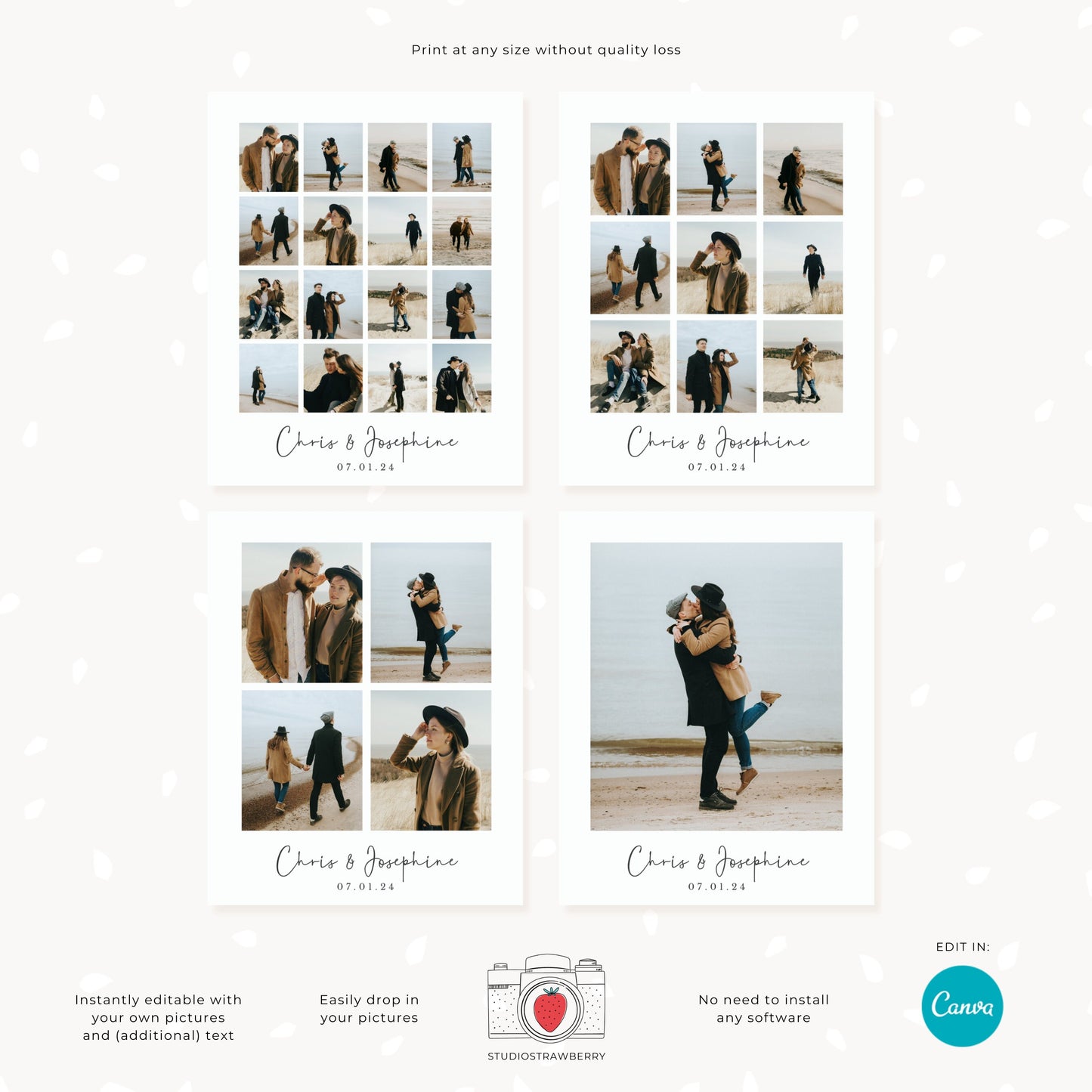Editable Photo Collage Gift Template | Customizable Canva Design for Quick Printable Gifts