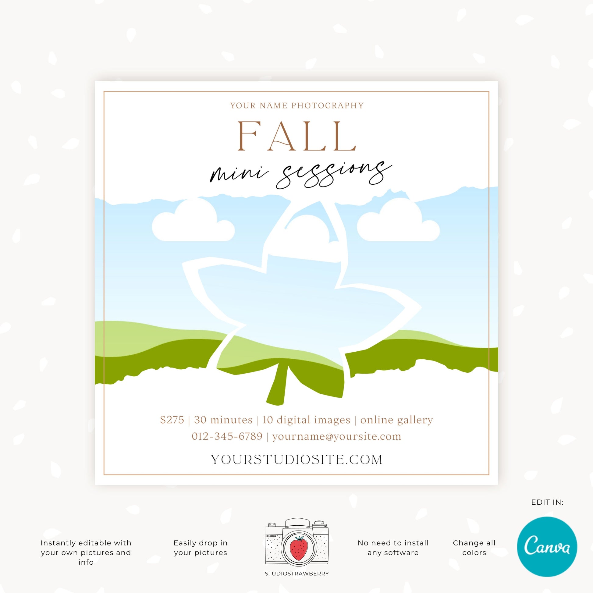 Editable Fall Mini Sessions Flyer | Canva Template for Autumn Family Photography Promotion | Fall minis | C10