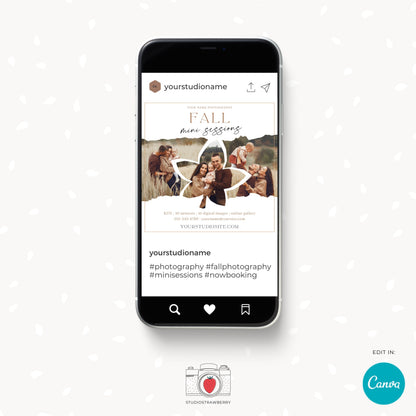 Editable Fall Mini Sessions Flyer | Canva Template for Autumn Family Photography Promotion | Fall minis | C10