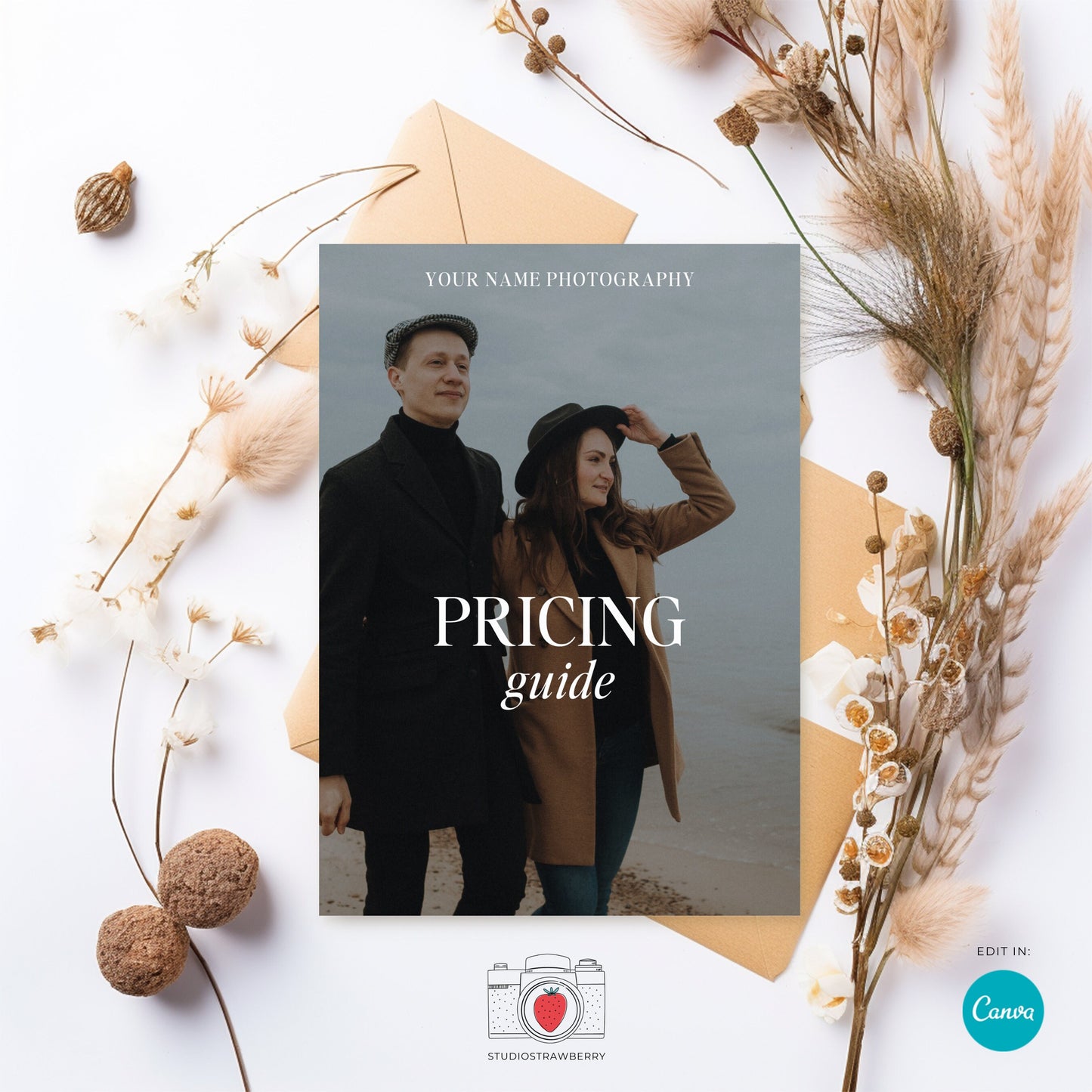 Editable Modern Photography Pricing Guide Template | Customizable Canva Photography Pricing Guide | Printable Wedding and Event Pricing C12