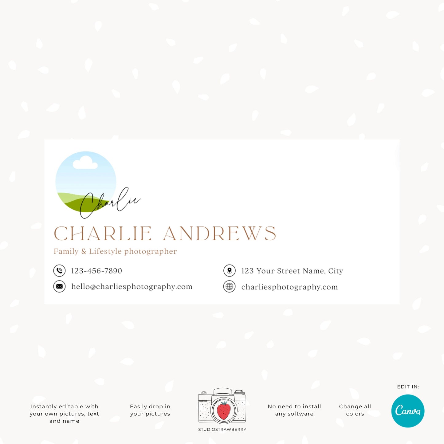 Editable Email Signature Template for Photographers + other businesses | Customizable Canva Design for Gmail, Yahoo, Outlook & more | C10