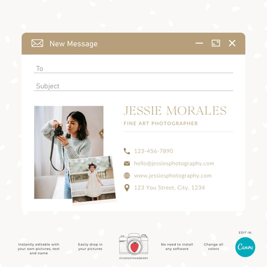 Minimalist Email Signature Template | Customizable Canva Design for Gmail, Yahoo, Outlook & more | C11