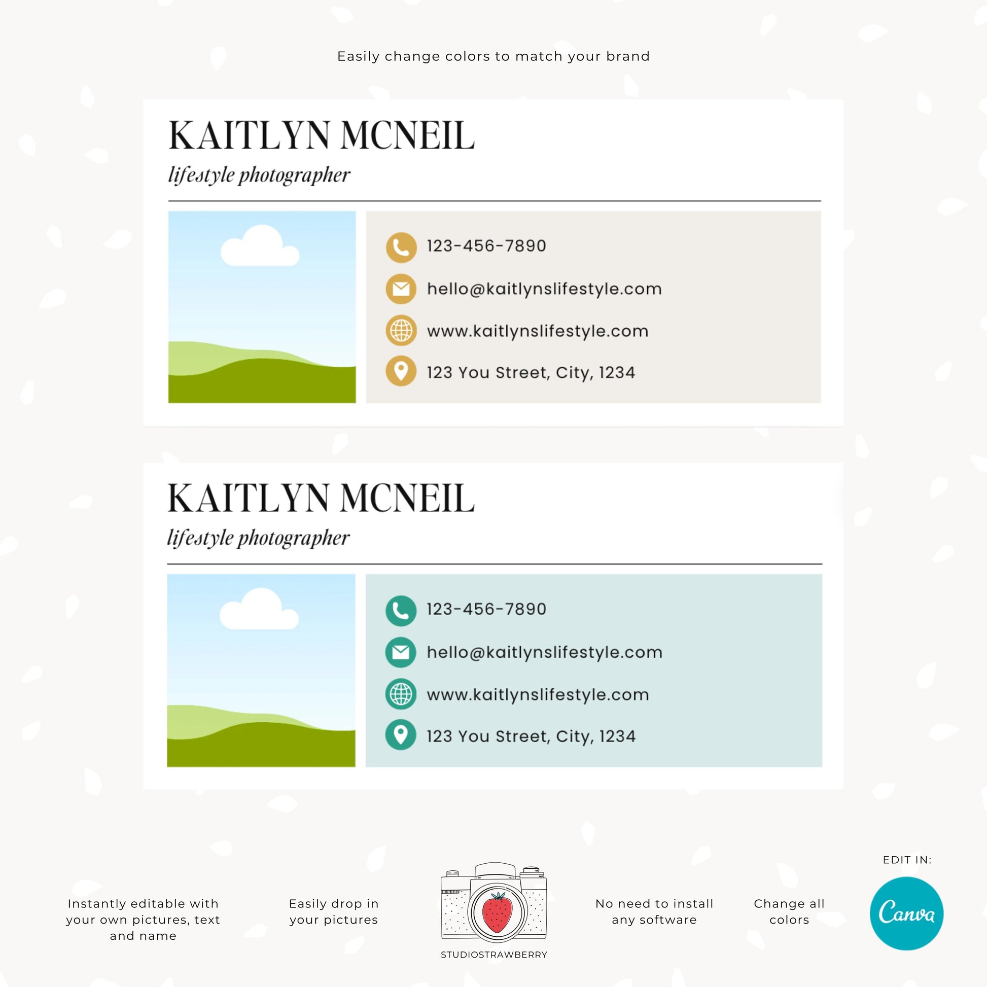 Modern Email Signature Template | Customizable Canva Design for Photography or other businesses for Gmail, Yahoo, Outlook & more | C12