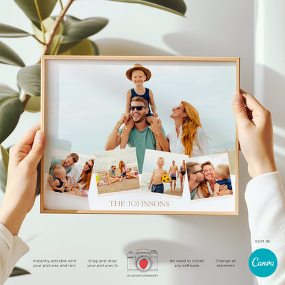 Editable Family Photo Collage Template | Customizable Canva Design for Printable Wall Art