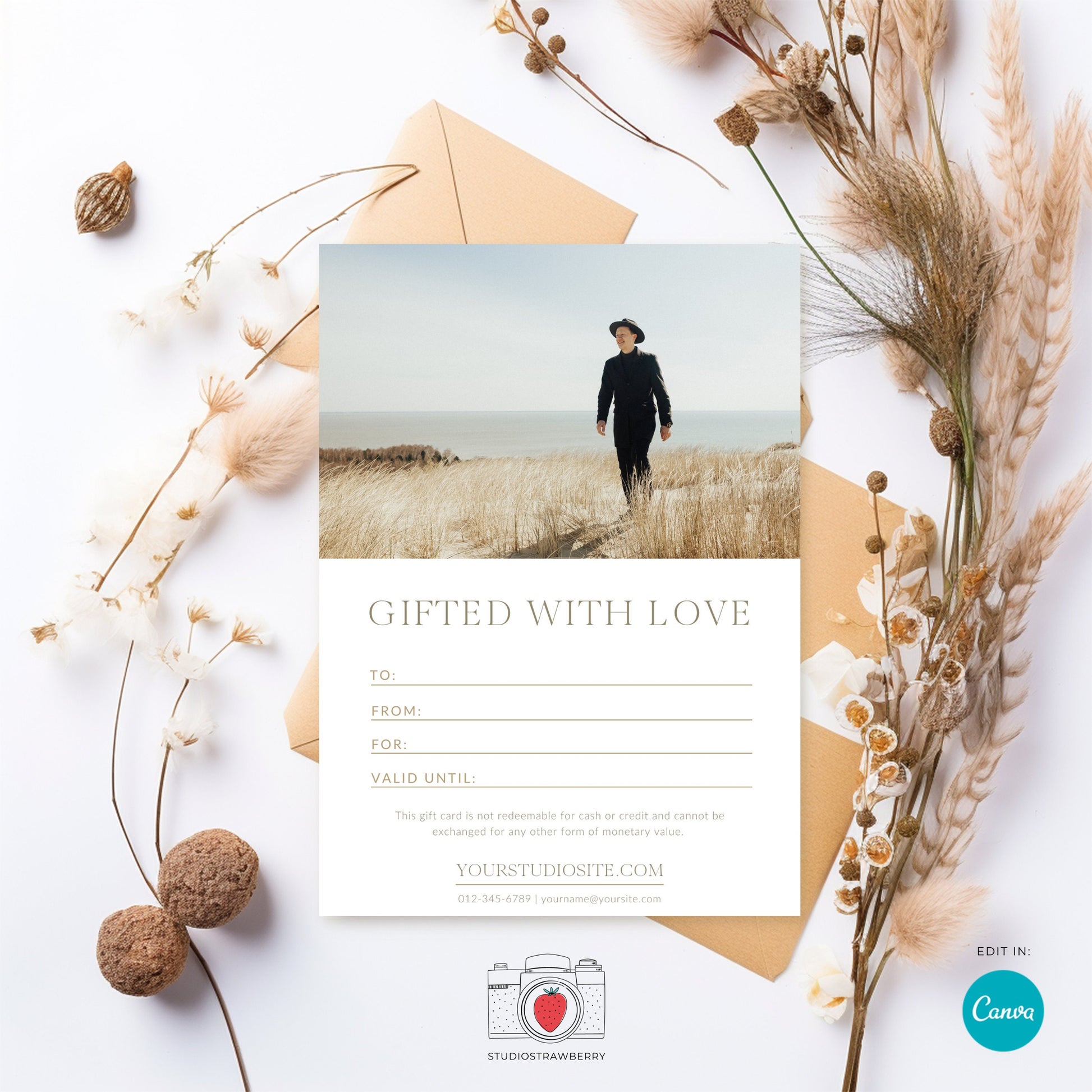 Photography Gift Card Template | Editable Canva Gift Voucher for Any Occasion | C11