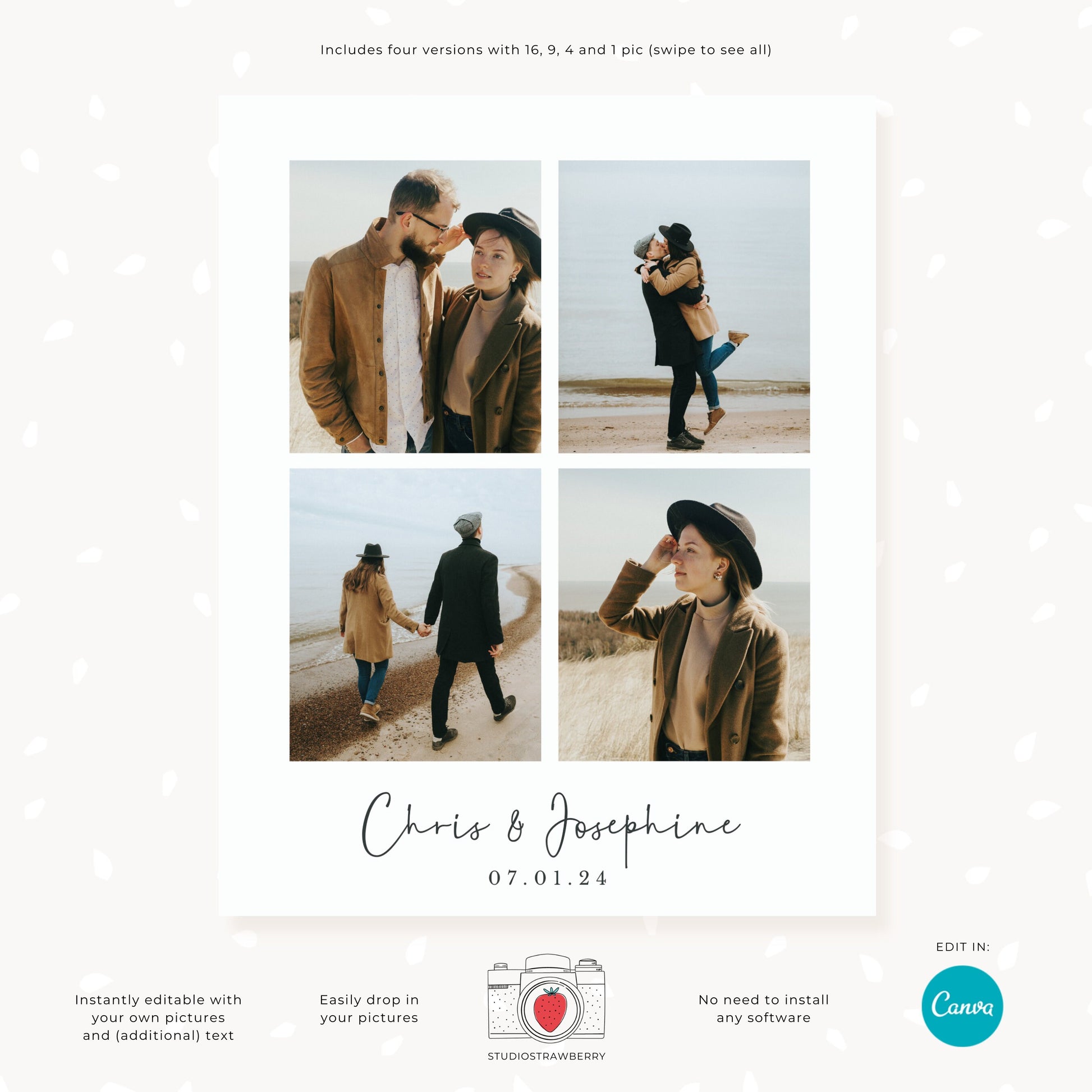 Editable Photo Collage Gift Template | Customizable Canva Design for Quick Printable Gifts