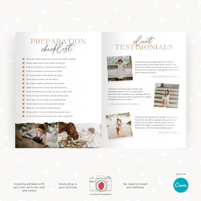 Photography Welcome Guide Template | Editable Canva Client Magazine | Customizable Digital Session Guide for Photographer | C10