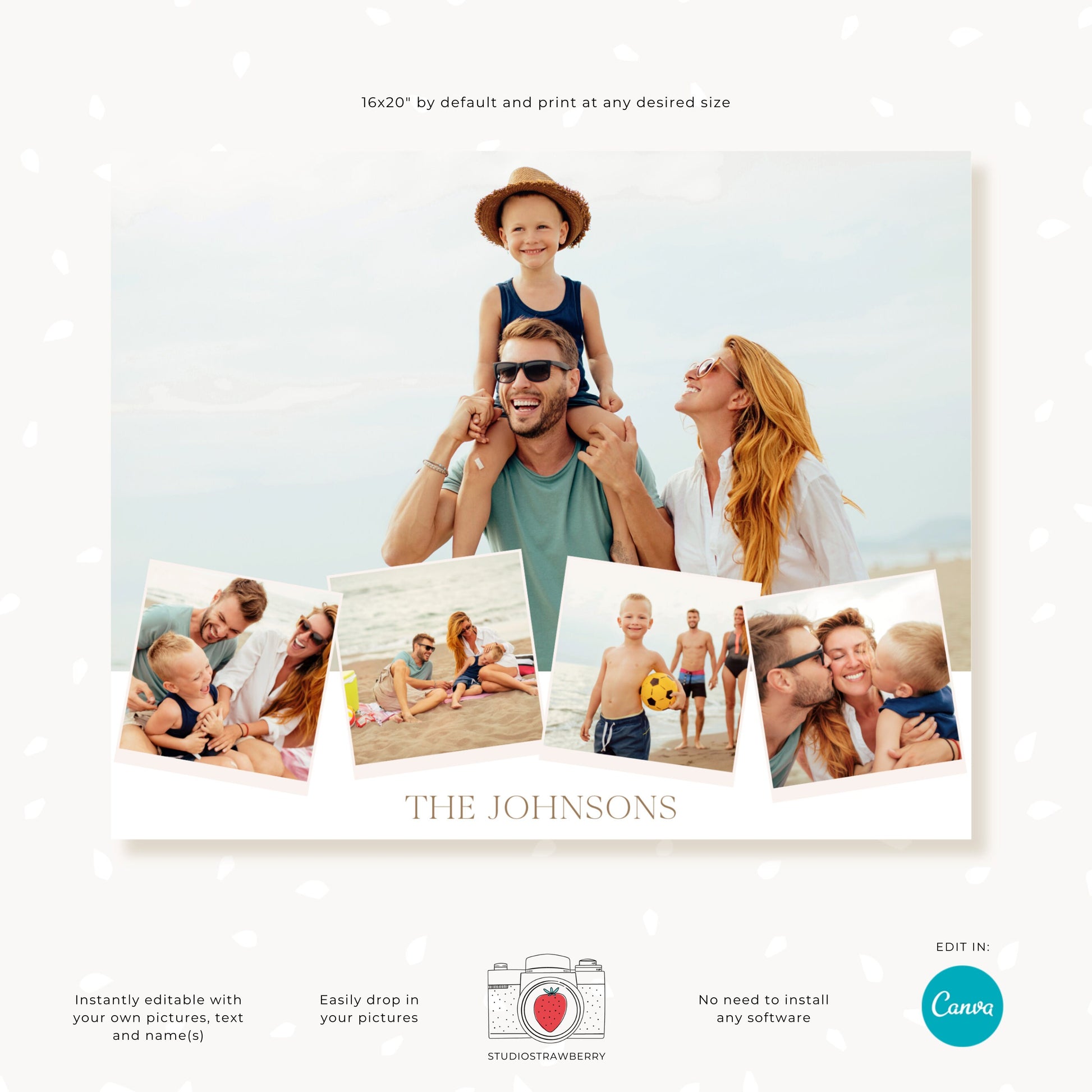 Editable Family Photo Collage Template | Customizable Canva Design for Printable Wall Art