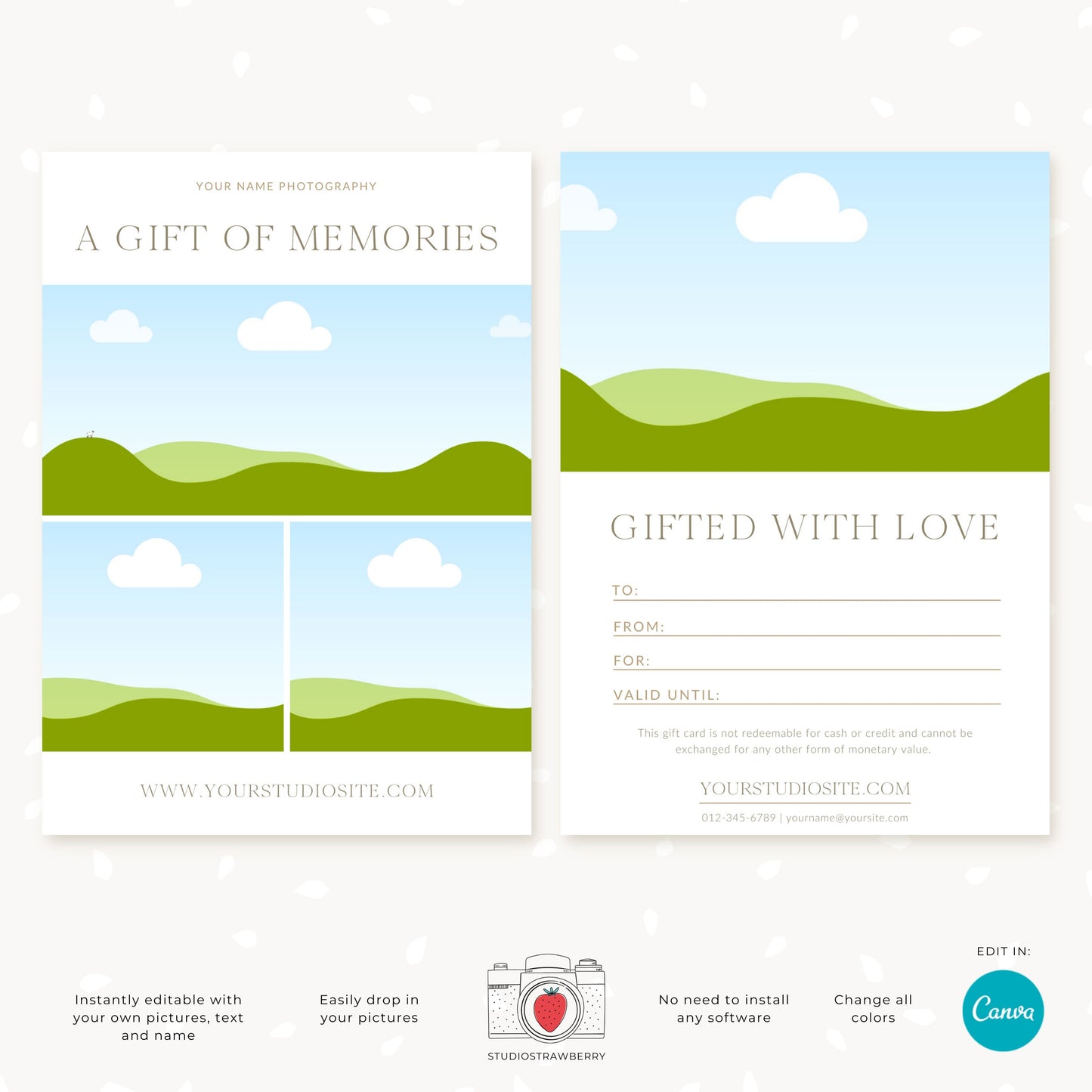 Photography Gift Card Template | Editable Canva Gift Voucher for Any Occasion | C11
