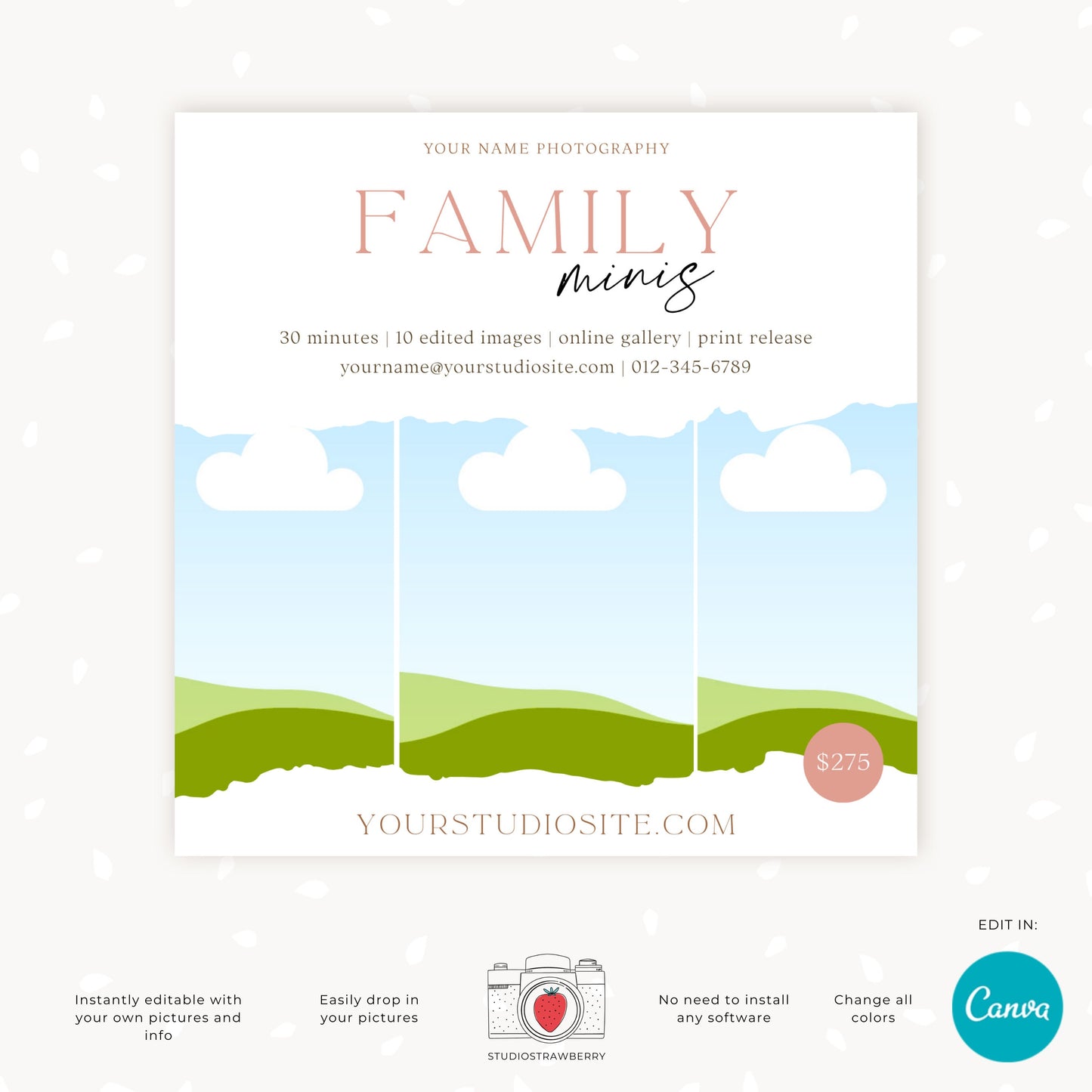 Editable Family Mini Sessions Template | Customizable Canva Design for Family Photography | C10