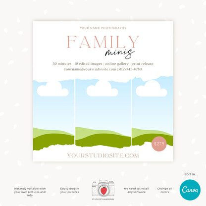 Editable Family Mini Sessions Template | Customizable Canva Design for Family Photography | C10