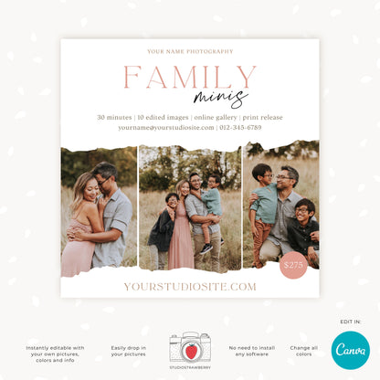 Editable Family Mini Sessions Template | Customizable Canva Design for Family Photography | C10