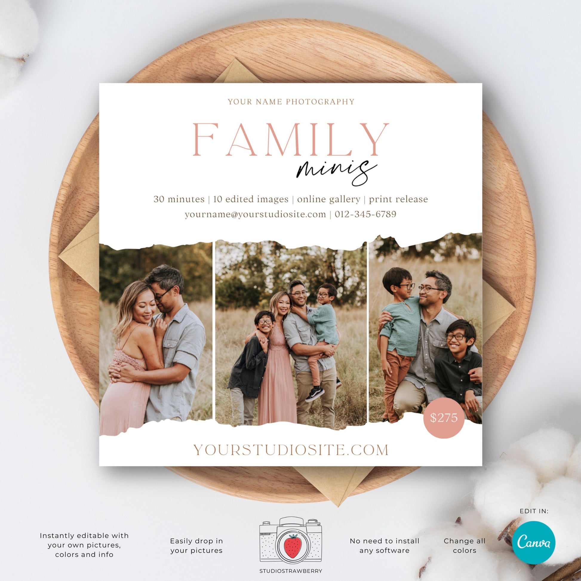 Editable Family Mini Sessions Template | Customizable Canva Design for Family Photography | C10