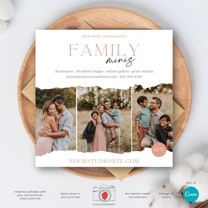 Editable Family Mini Sessions Template | Customizable Canva Design for Family Photography | C10