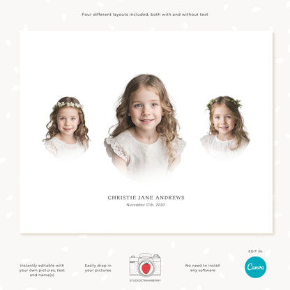 Editable Heirloom Photo Collage Template Set | Heirloom Composite Portraits | Customizable Canva Template for Family Wall Art