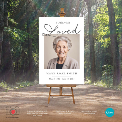 Editable Funeral Poster Template | Customizable Memorial Service Display | In Loving Memory Canva Template | Funeral Announcement Poster