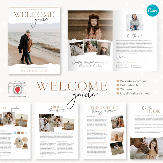 Photography Welcome Guide Template | Editable Canva Client Magazine | Customizable Digital Session Guide for Photographer | C10