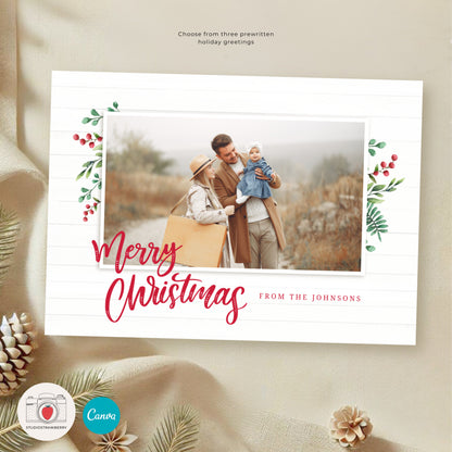 Editable Year in Review Holiday Card with Timeline | Family Christmas Card Template | Customizable New Year Photo Card Design | Drag & Drop