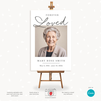 Editable Funeral Poster Template | Customizable Memorial Service Display | In Loving Memory Canva Template | Funeral Announcement Poster