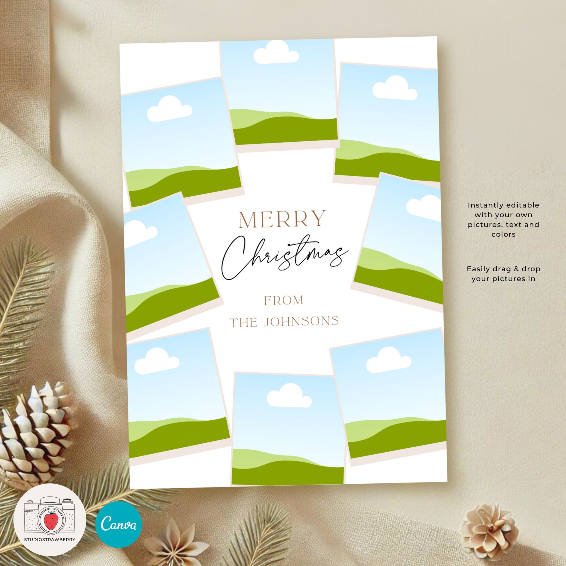 Year in Review Photo Card Template | Customizable Holiday Card | Family Year Recap Christmas Card | Canva Photo Template for Year Highlights
