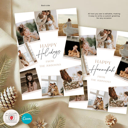 Year in Review Photo Card Template | Customizable Holiday Card | Family Year Recap Christmas Card | Canva Photo Template for Year Highlights