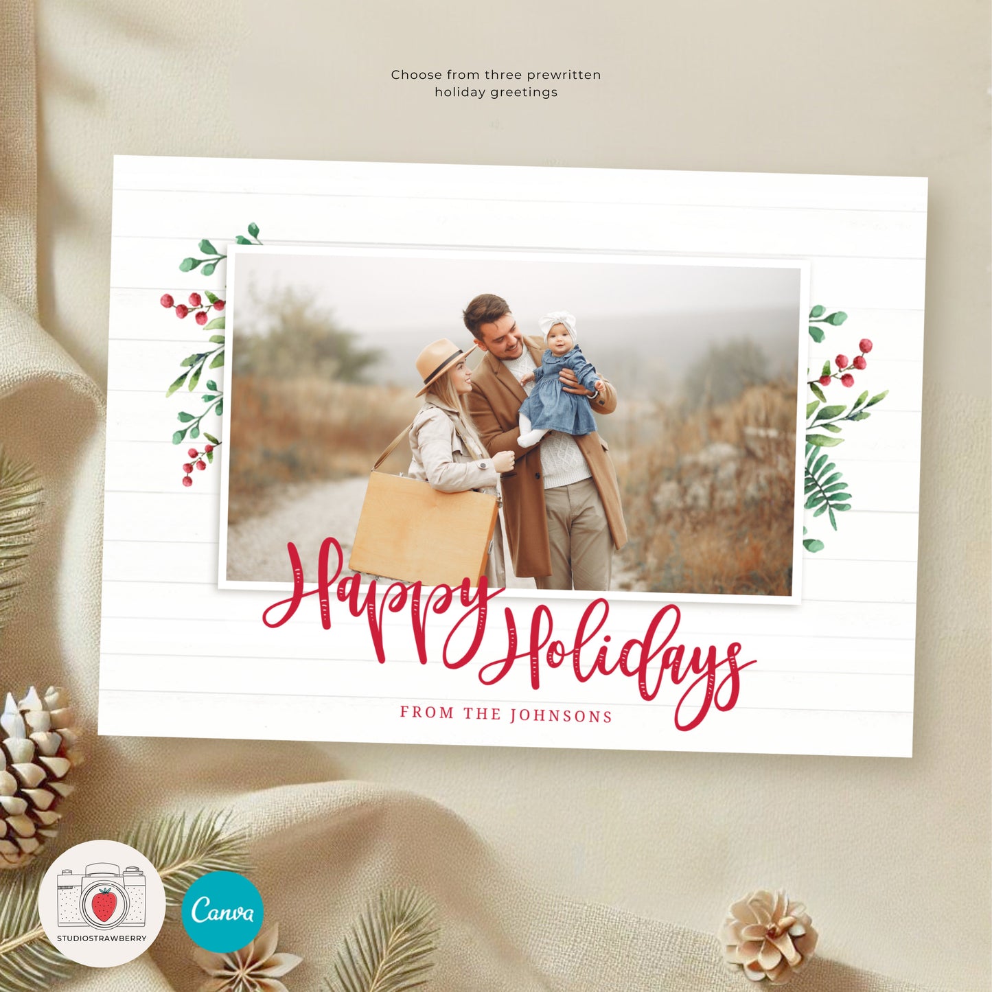 Editable Year in Review Holiday Card with Timeline | Family Christmas Card Template | Customizable New Year Photo Card Design | Drag & Drop