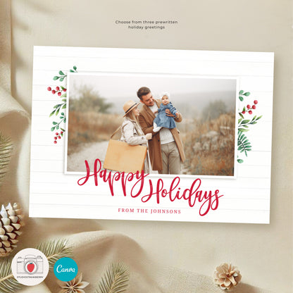 Editable Year in Review Holiday Card with Timeline | Family Christmas Card Template | Customizable New Year Photo Card Design | Drag & Drop
