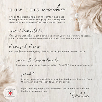 Funeral Program Template with Dove | Canva Memorial Service Program | Printable Obituary with Order of Service | Folded Standard Letter Size