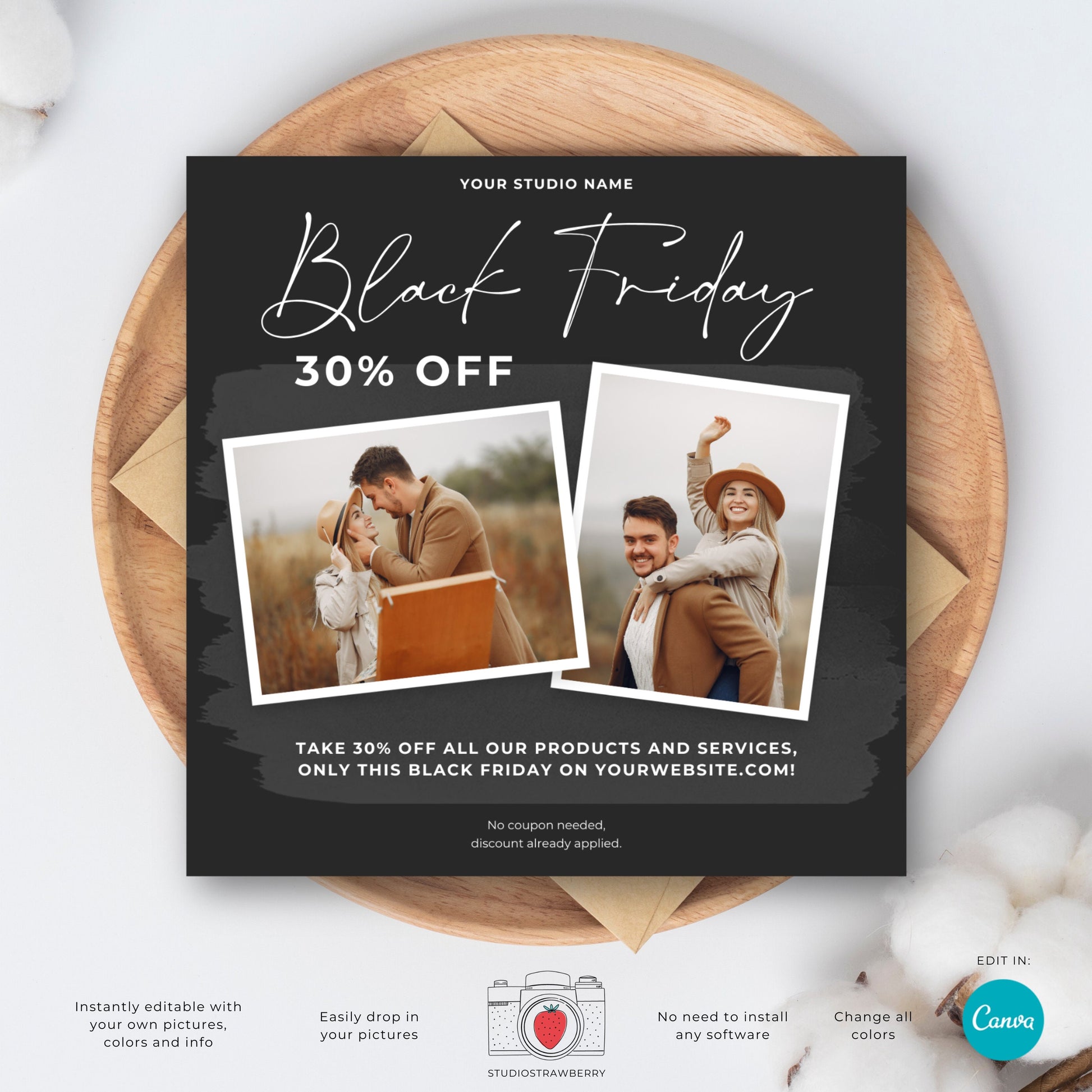 Black Friday Sale Flyer Template | Canva Marketing Flyer for Small Businesses | Printable Customizable Discount Flyer for Entrepreneurs