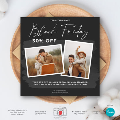 Black Friday Sale Flyer Template | Canva Marketing Flyer for Small Businesses | Printable Customizable Discount Flyer for Entrepreneurs