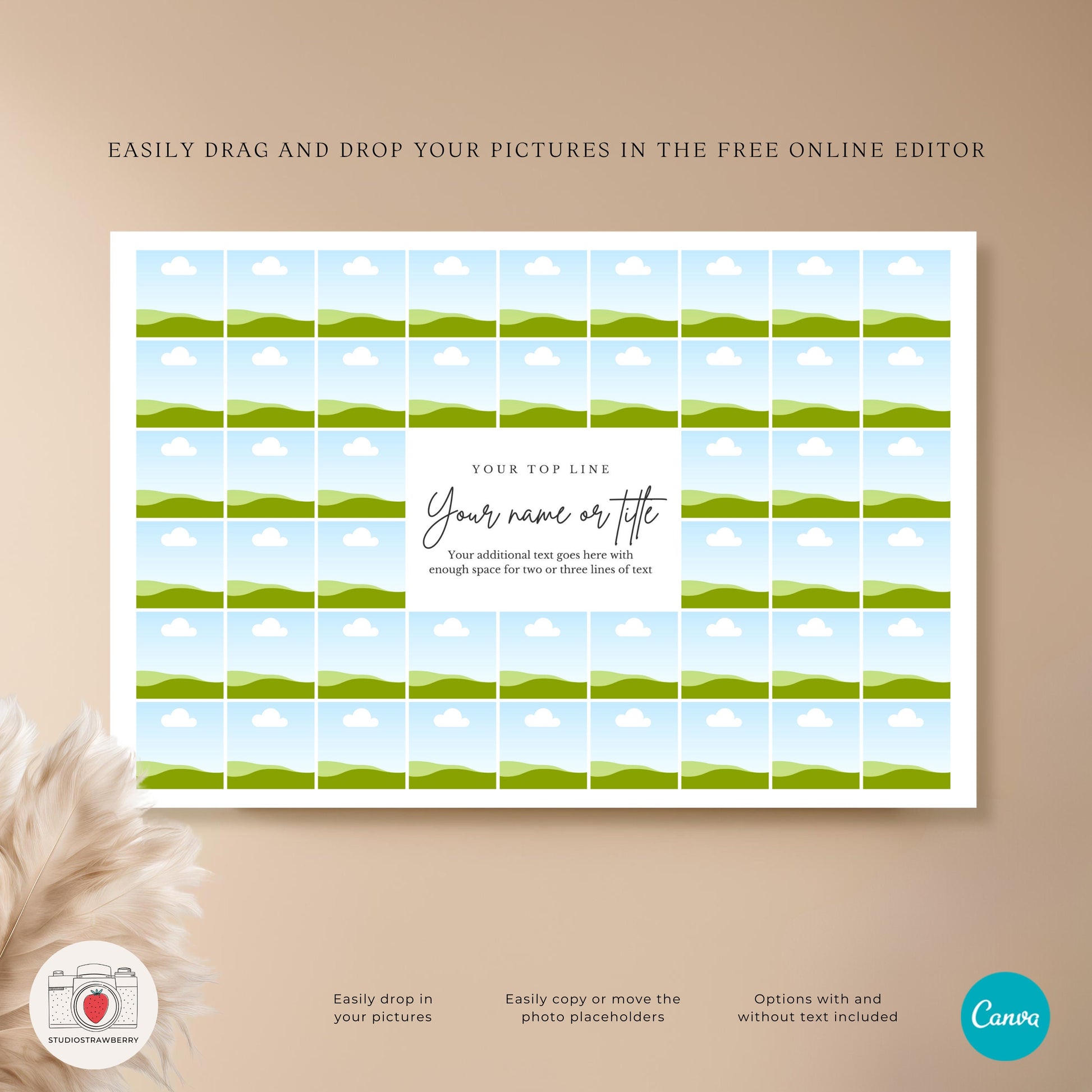 Editable Large Photo Collage Canva Template, Customizable Memorial, Birthday, Graduation, First Birthday Photo Grid, Printable Photo Display