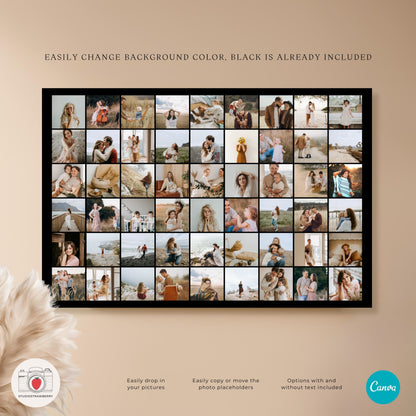Editable Large Photo Collage Canva Template, Customizable Memorial, Birthday, Graduation, First Birthday Photo Grid, Printable Photo Display