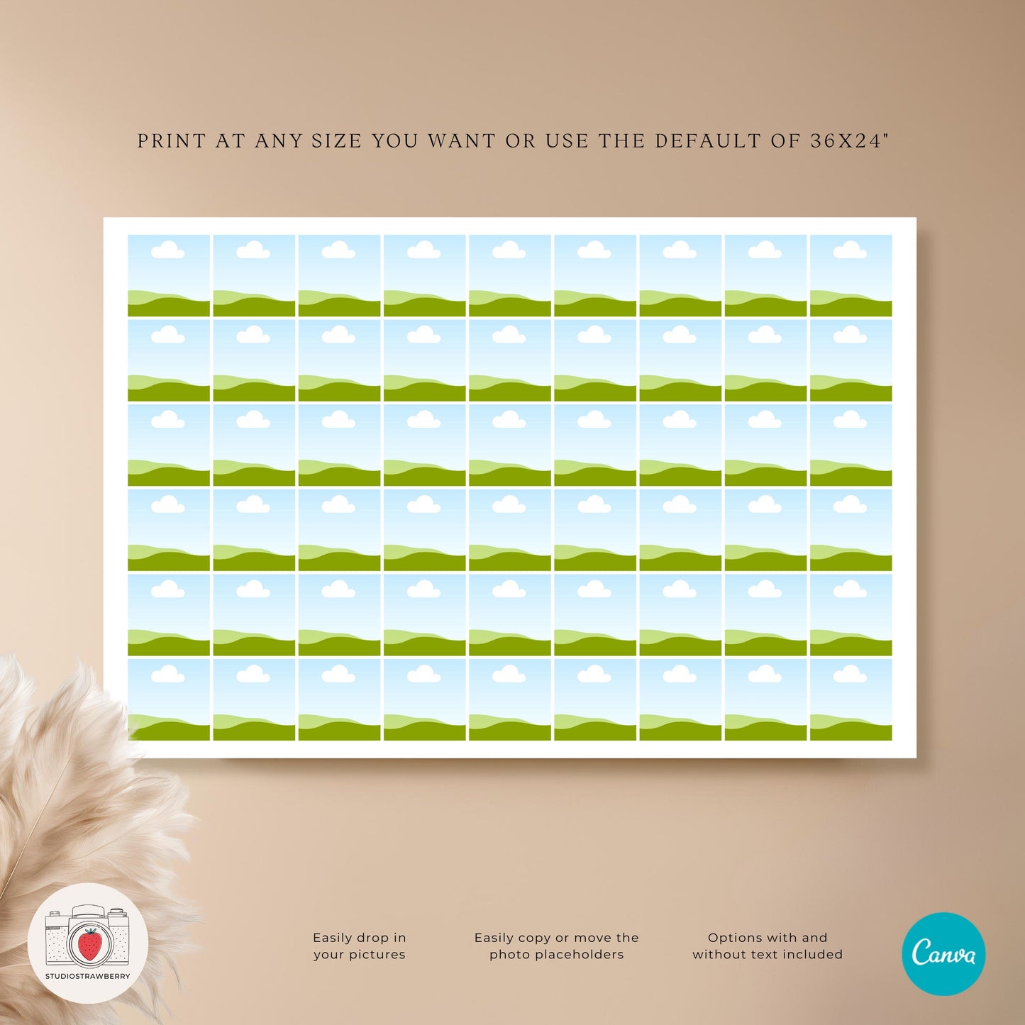 Editable Large Photo Collage Canva Template, Customizable Memorial, Birthday, Graduation, First Birthday Photo Grid, Printable Photo Display