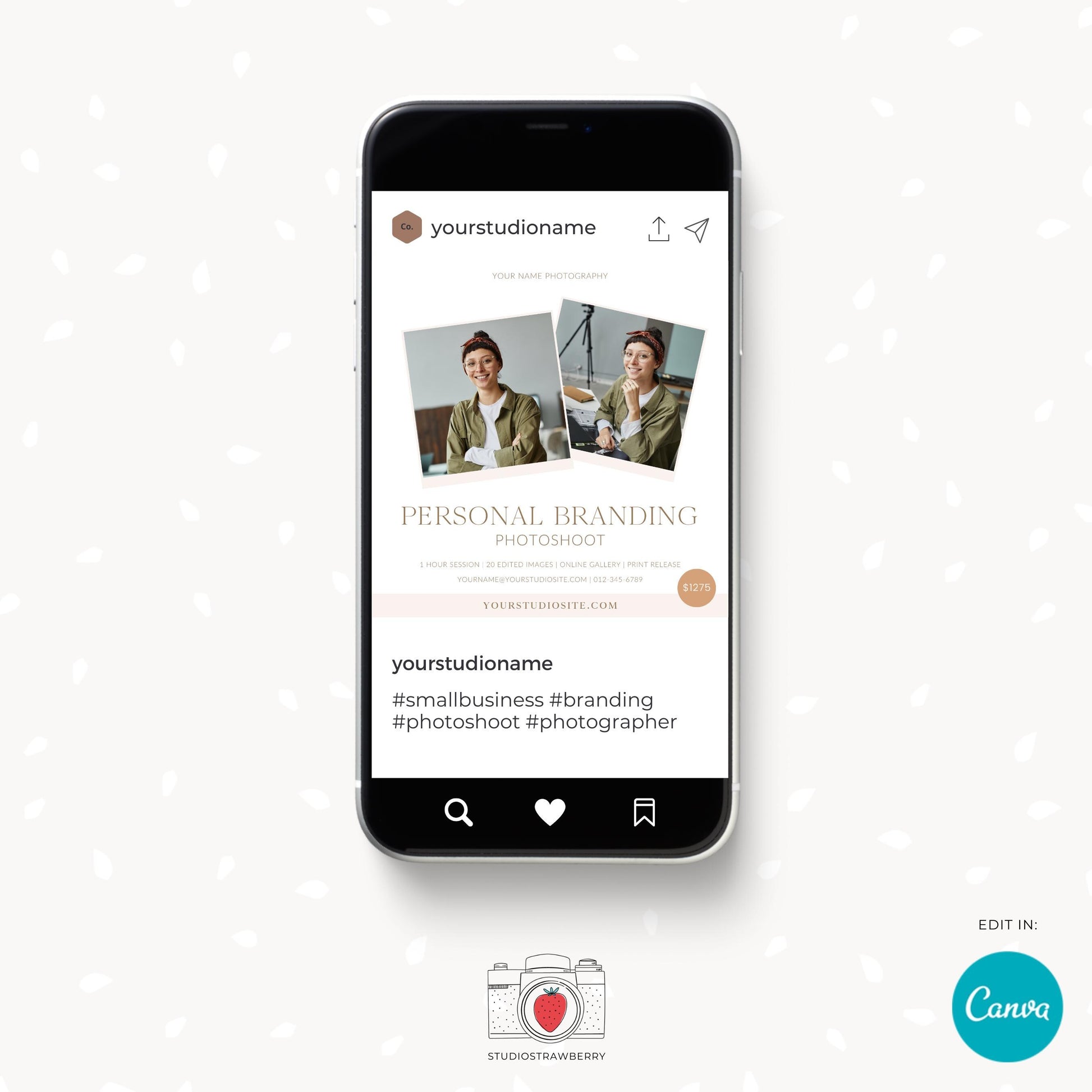 Peronal branding photoshoot marketing template, Business headshot sessions, Small Business Portrait Marketing, Biz photography marketing