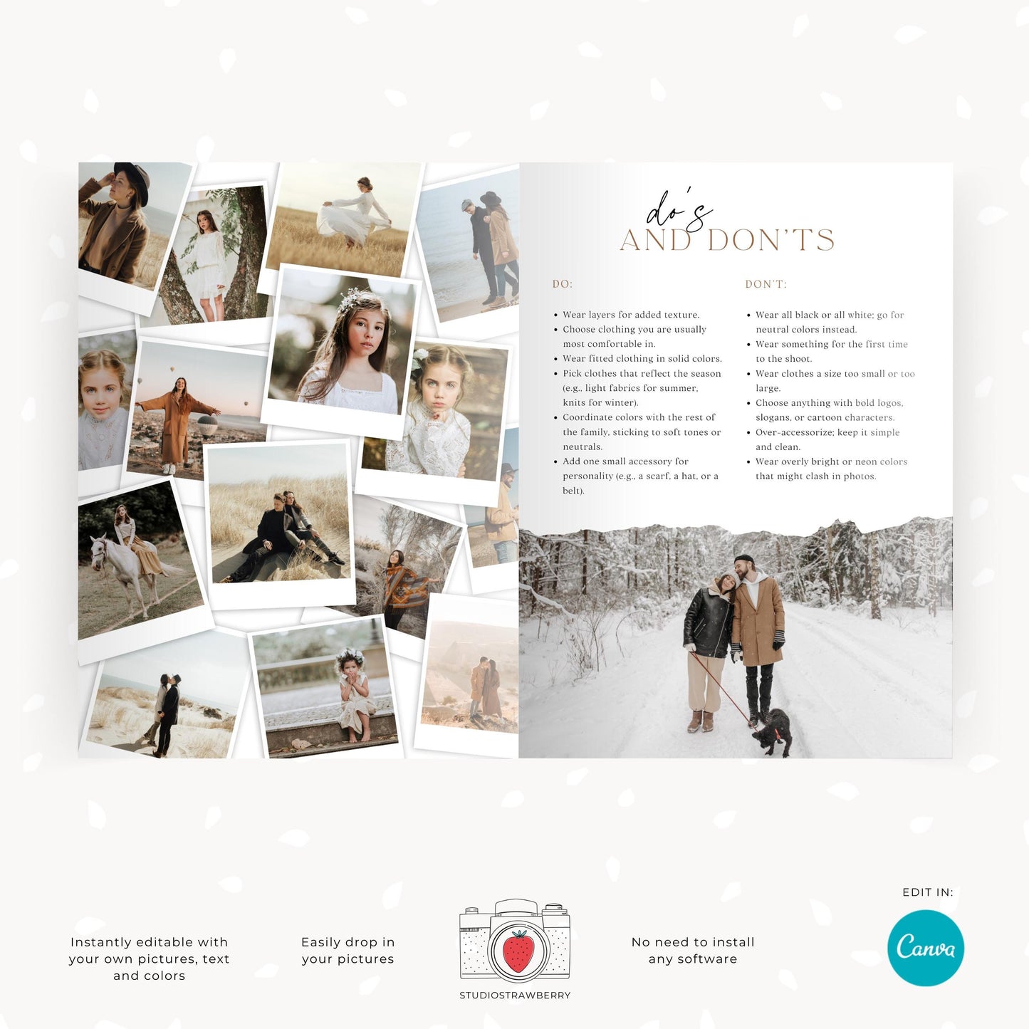 Digital and printable style guide template for photographers to elevate client sessions.