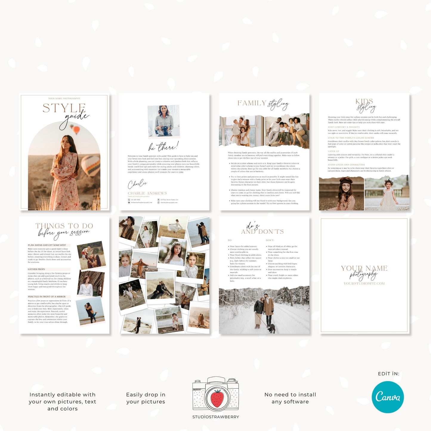 Modern style guide for family photographers, printable or digital use for client styling.