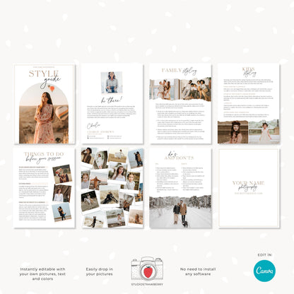 Modern style guide for family photographers, printable or digital use for client styling.
