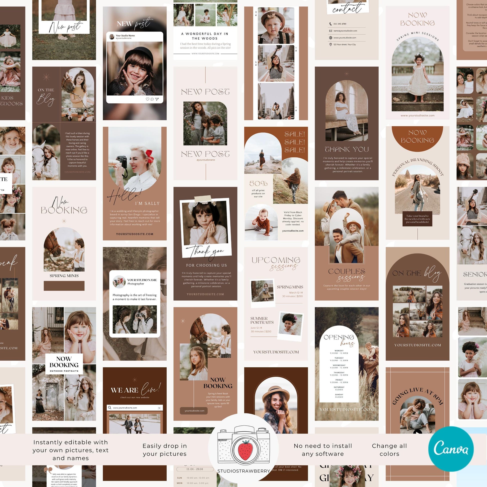 Photography Instagram story design for session announcements and promotions.