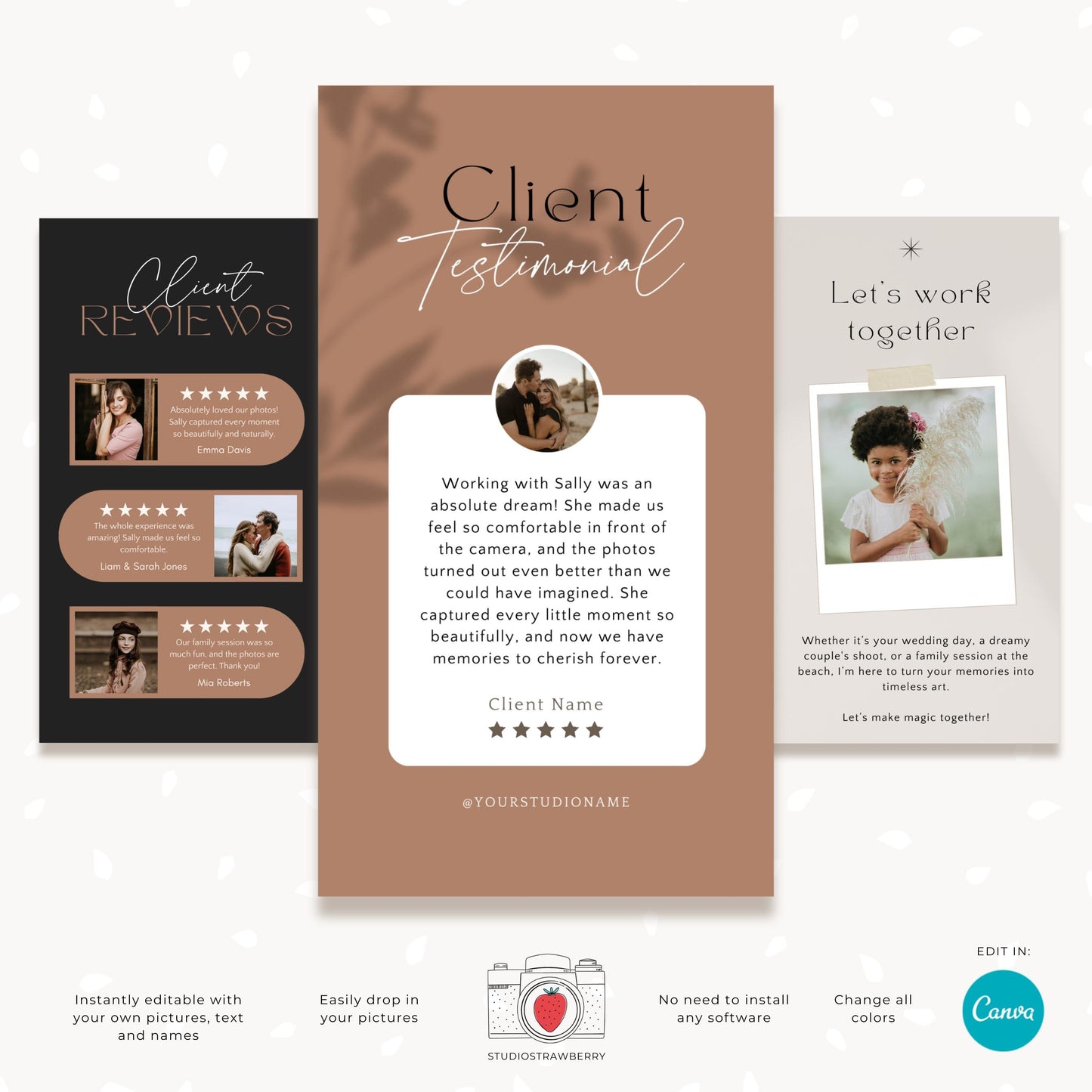 Family portrait Instagram story designs created for photographers.