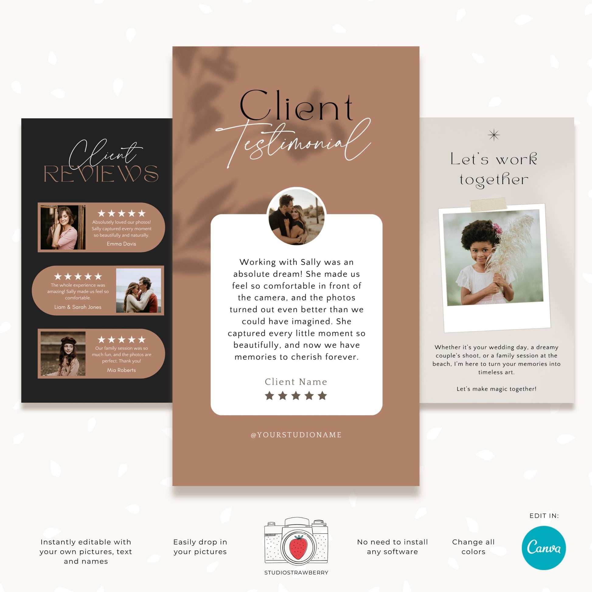 Family portrait Instagram story designs created for photographers.