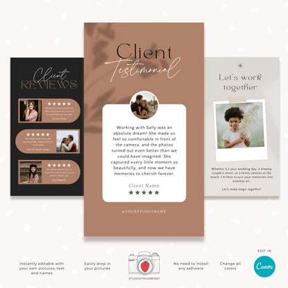 Family portrait Instagram story designs created for photographers.