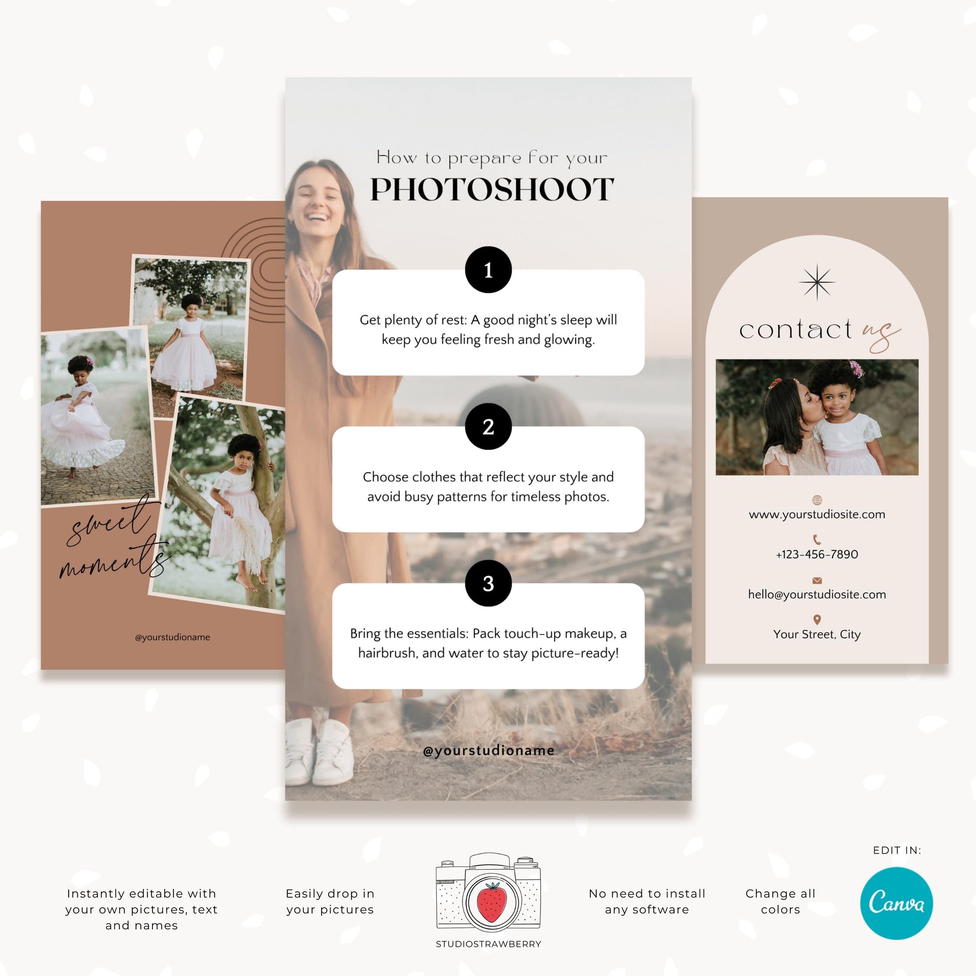 Professional Canva templates for photographers to use for branding and social media.