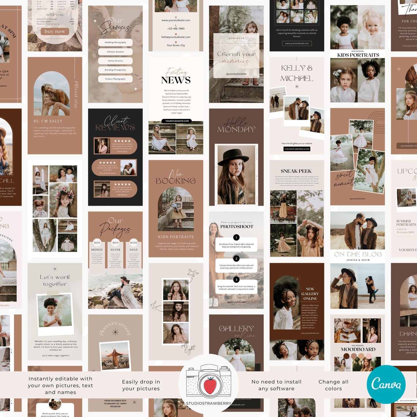Canva photography story templates perfect for social media marketing and branding.