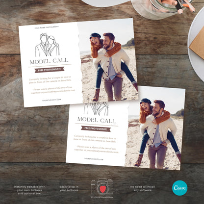 Couples photography model casting template for social media.