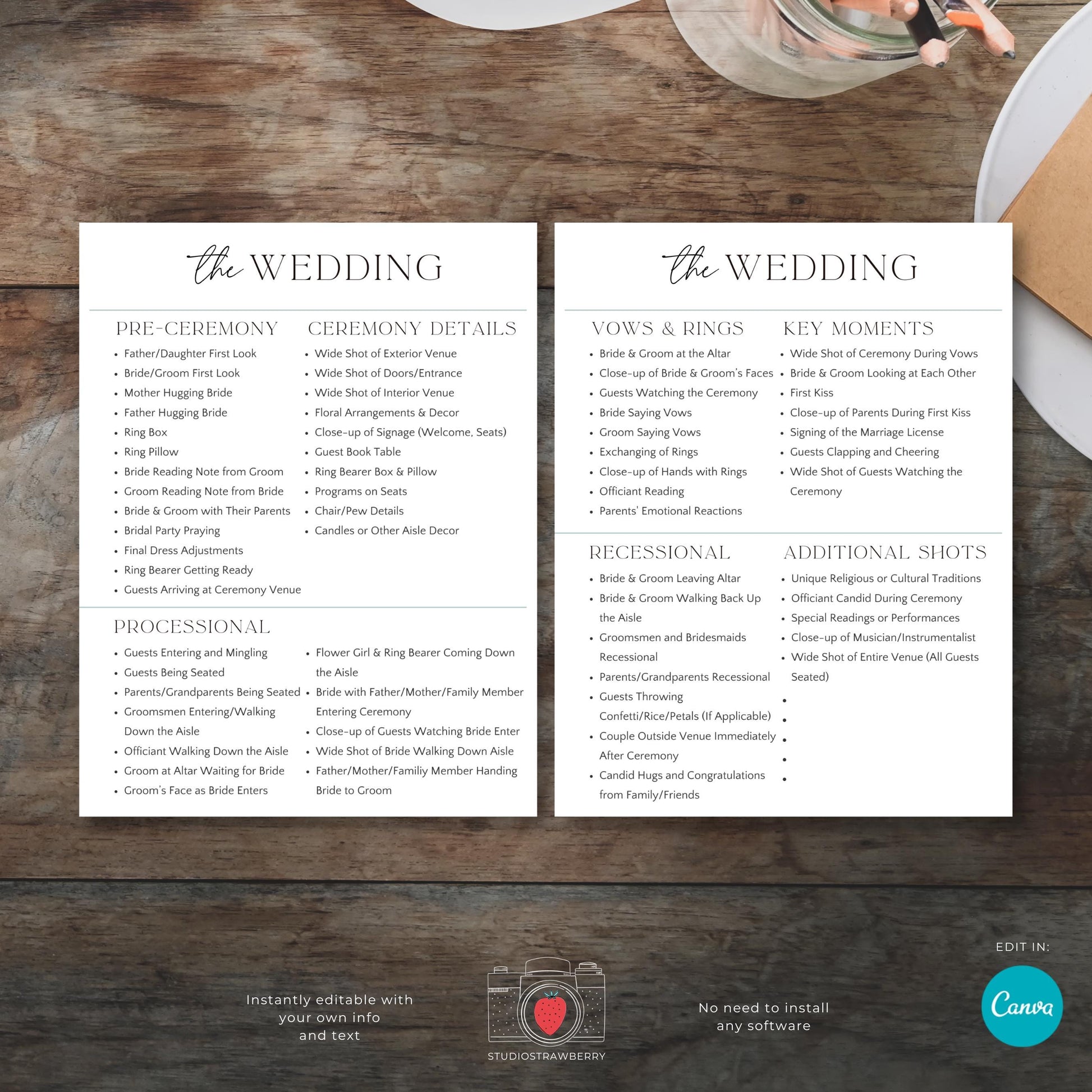 Photographer wedding planning guide with detailed photo session organization.