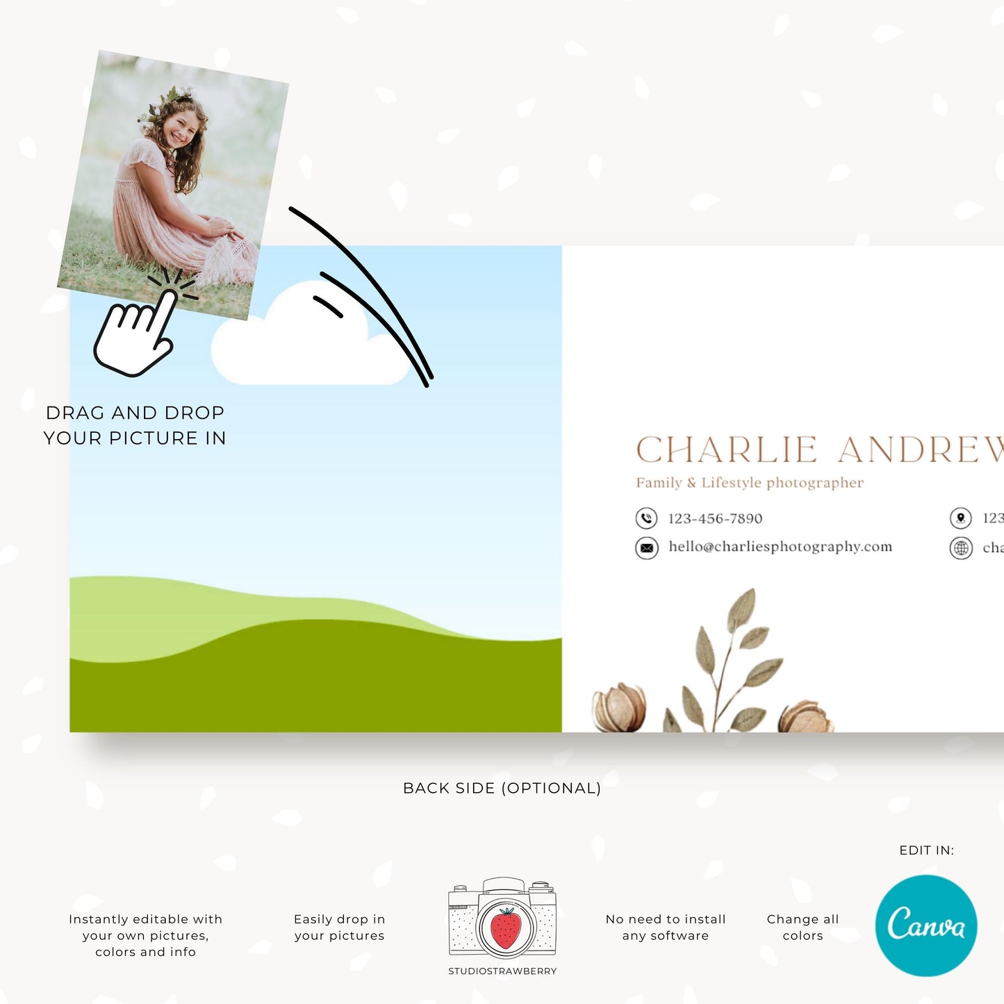 Editable Photography Gift Certificate Template Canva | Printable Floral Camera Gift Voucher | Customizable Photography Gift Card