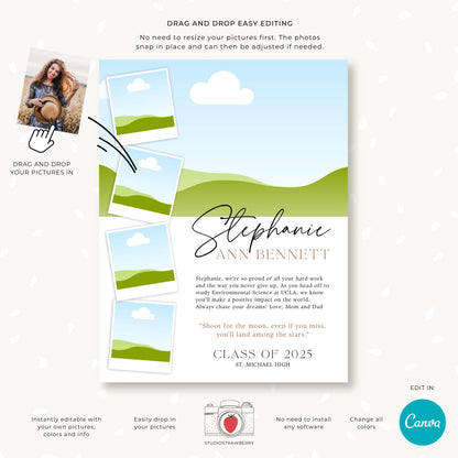 Customizable high school yearbook ad template showcasing graduation memories.