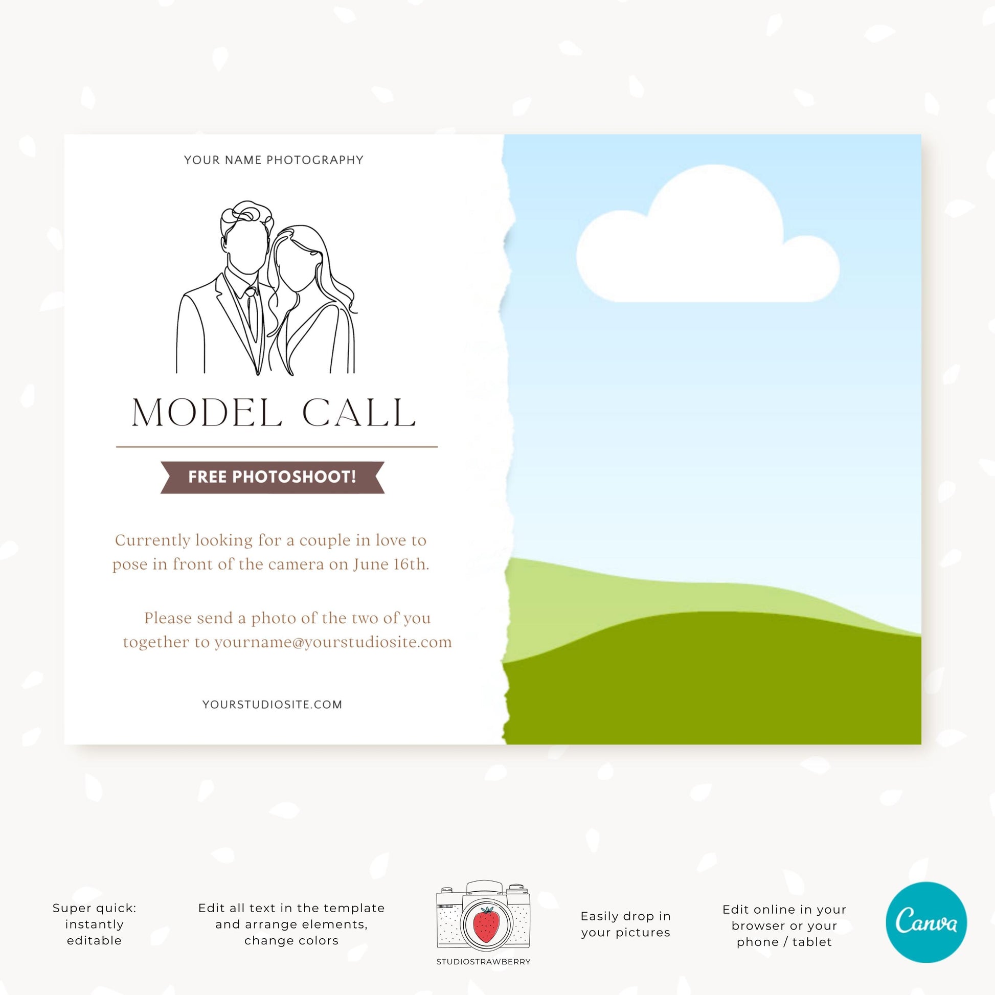 Canva template for couples session model call.
